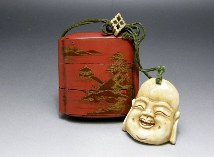 [ Sumiyoshi Shrine Pagodas ] with Ivory Netsuke